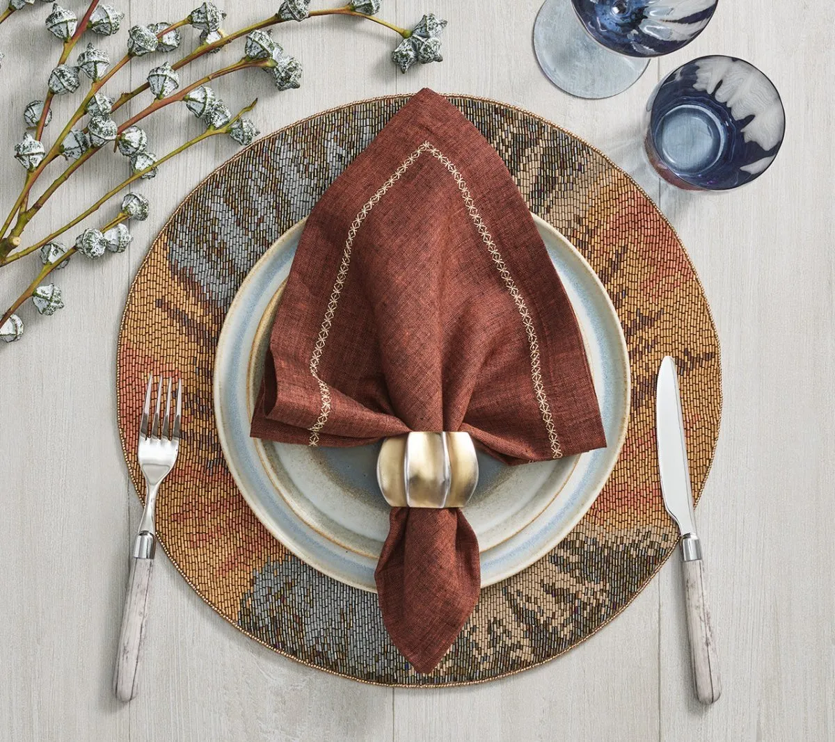 Desert Napkin Ring in Gold & Silver, Set of 4