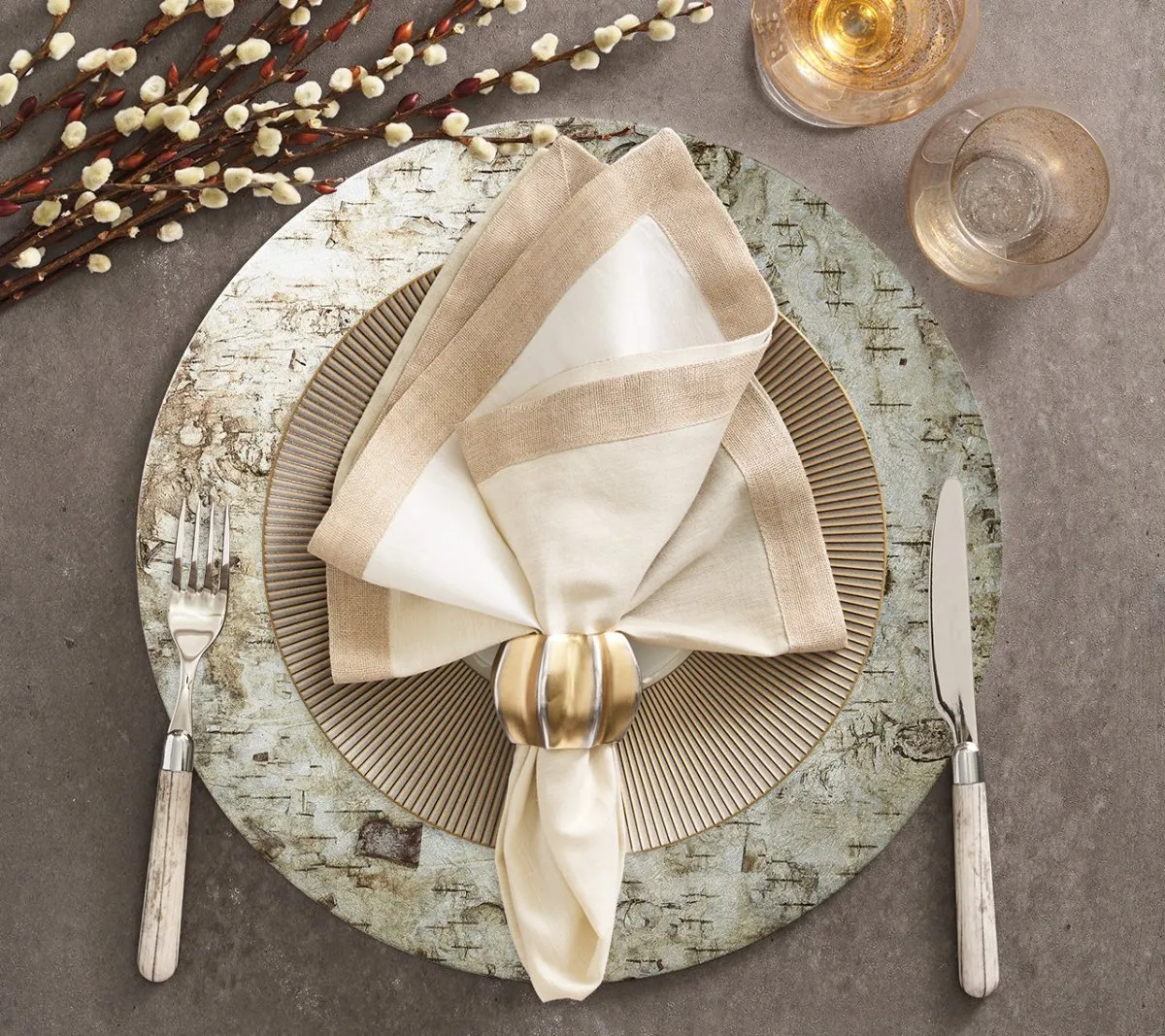 Desert Napkin Ring in Gold & Silver, Set of 4