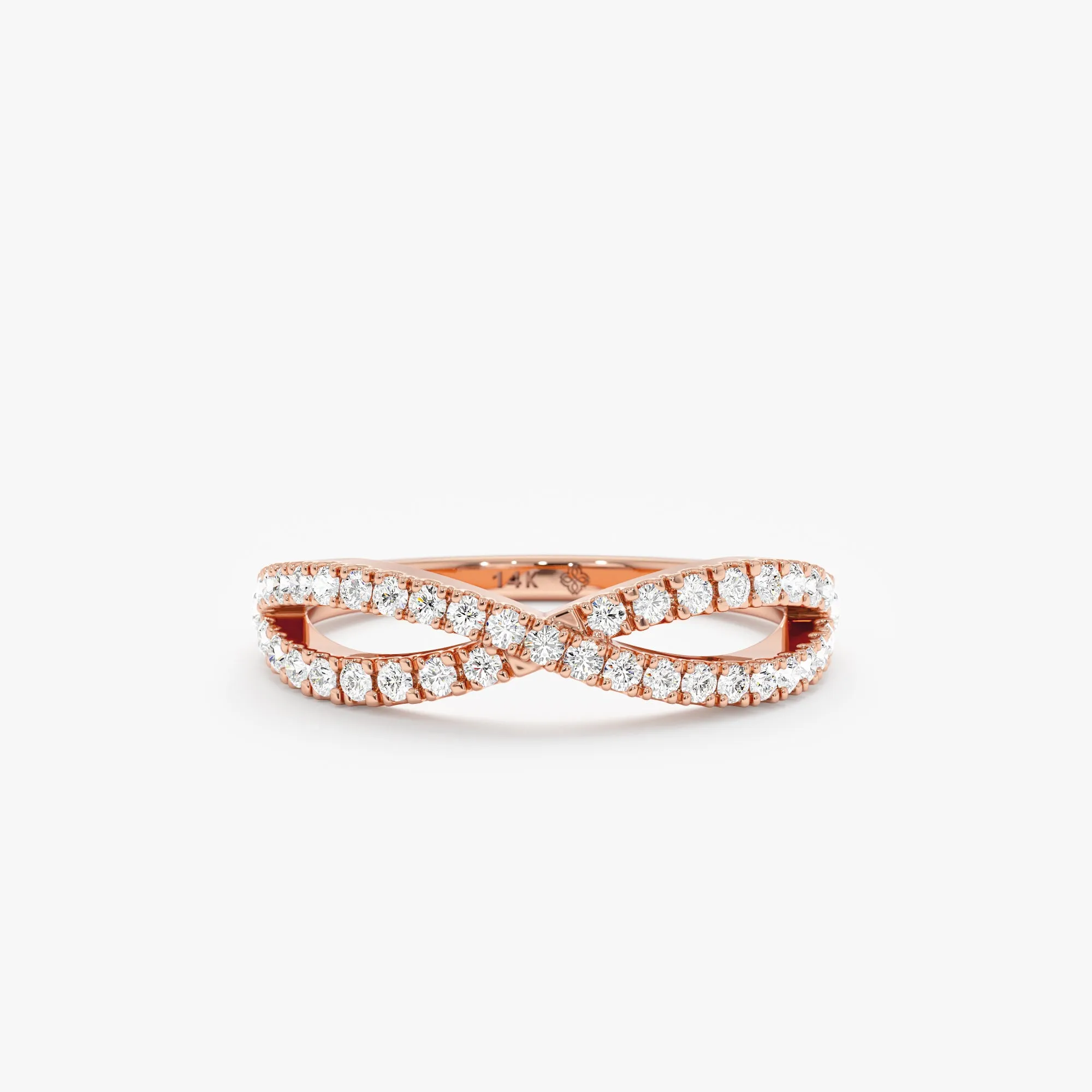 Diamond Crossover Gold Ring, Emily