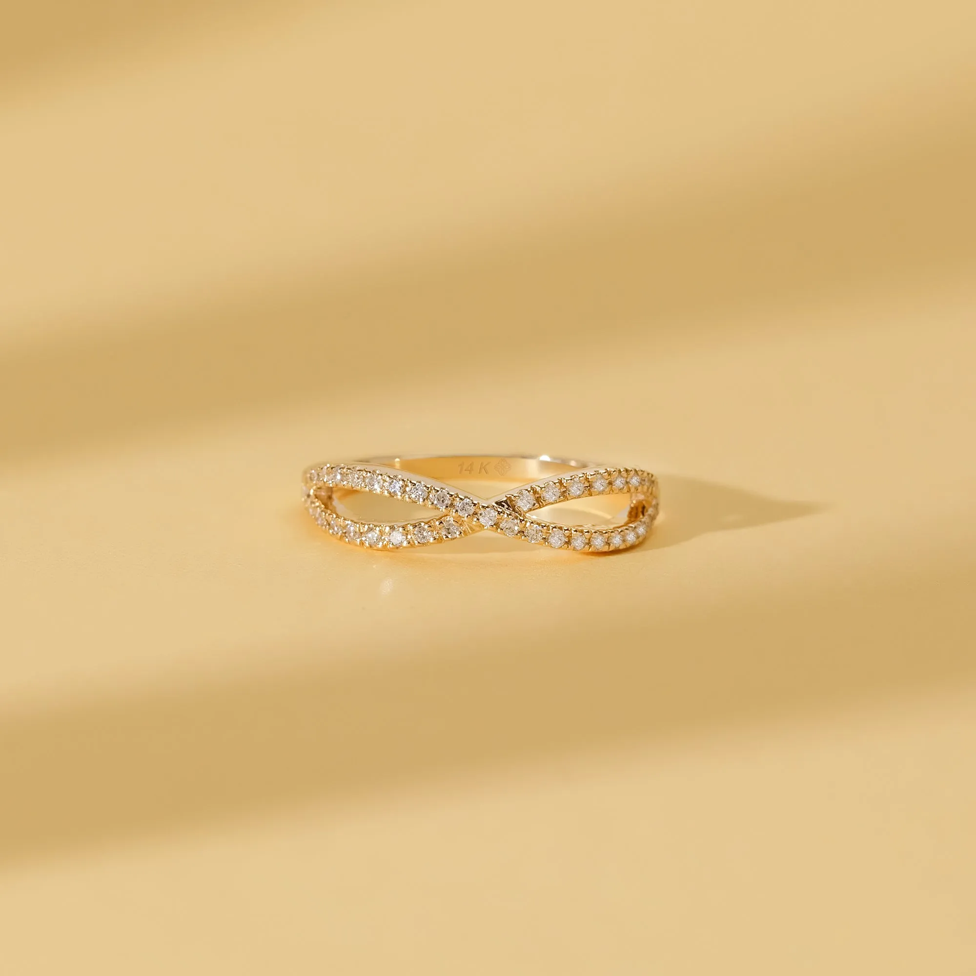Diamond Crossover Gold Ring, Emily