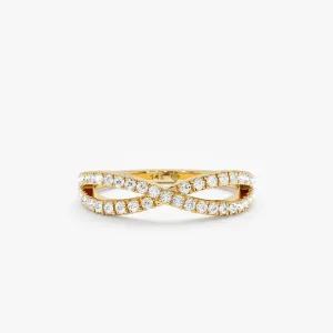 Diamond Crossover Gold Ring, Emily