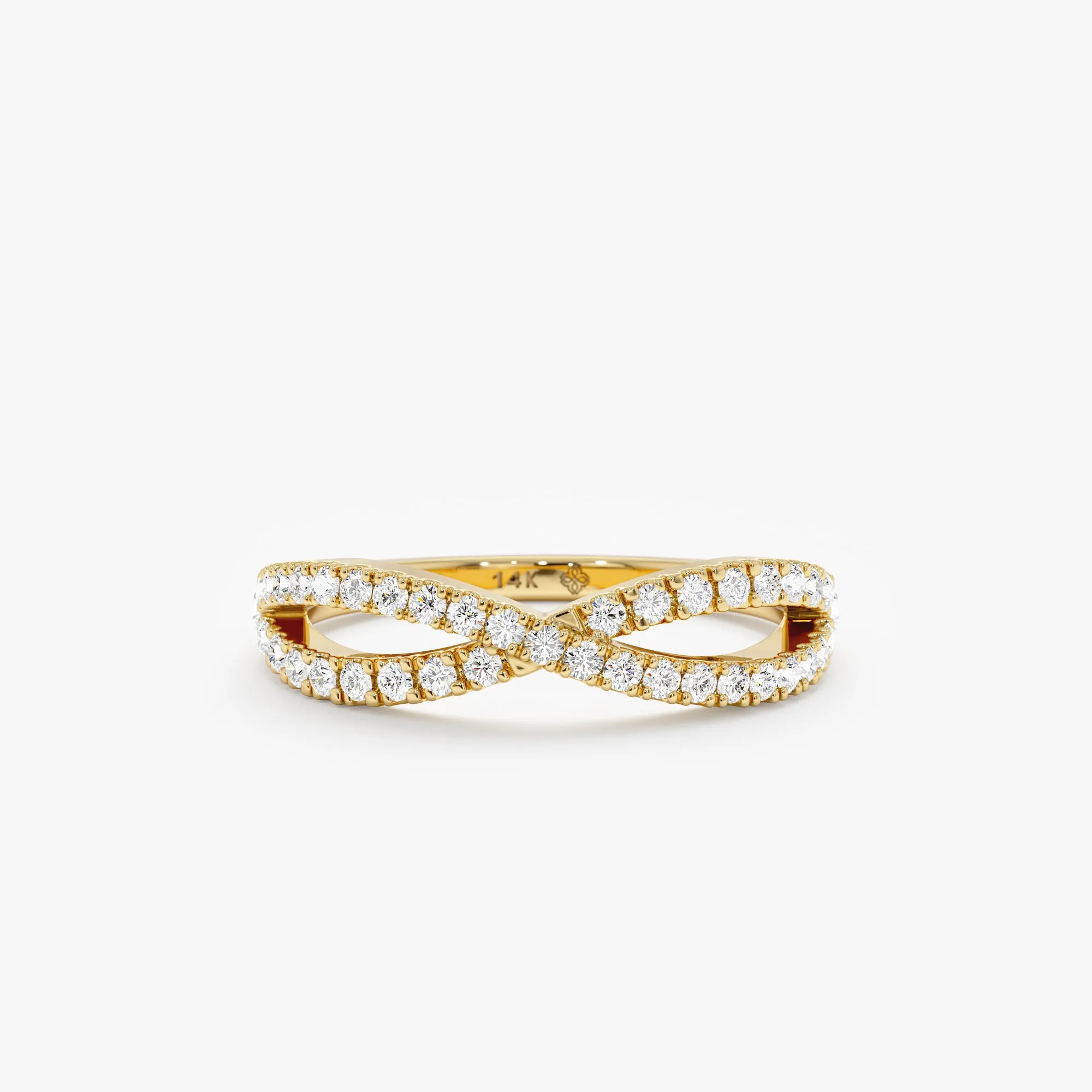 Diamond Crossover Gold Ring, Emily