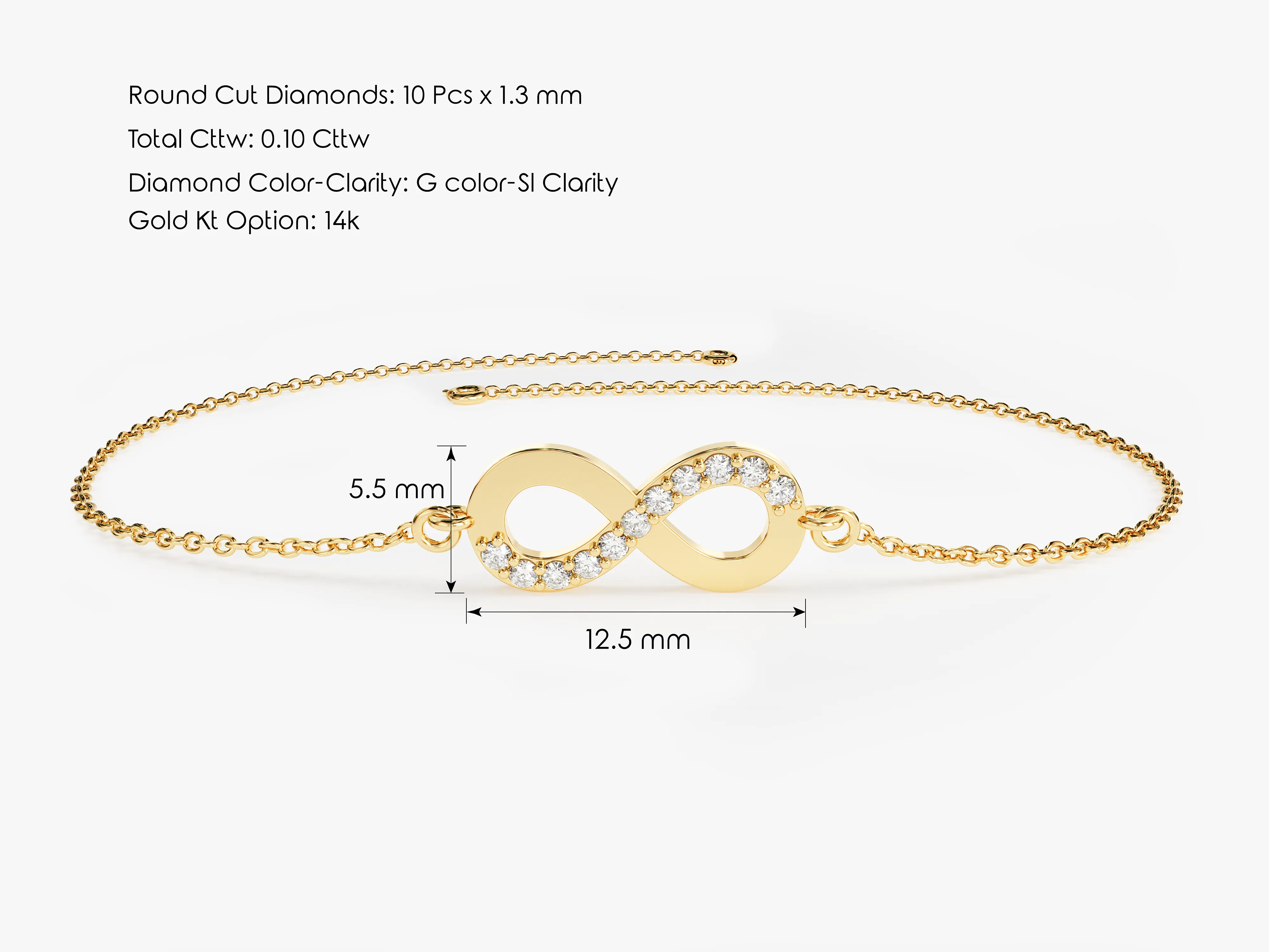 Diamond Infinity Bracelet in 14k Gold