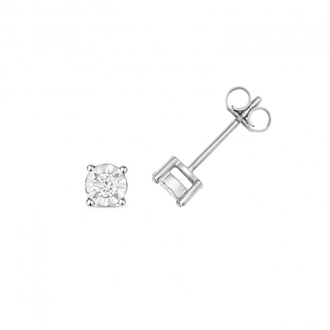 Diamond Jewellery 9ct White Gold Diamond Illusion Set Studs ED144W