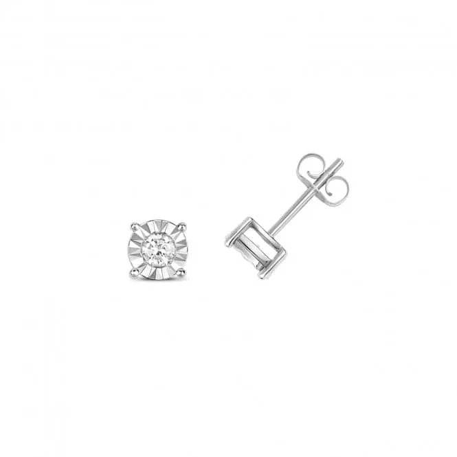 Diamond Jewellery 9ct White Gold Diamond  Illusion Set Studs ED145W