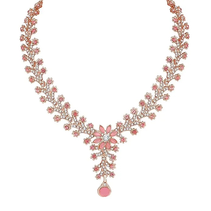 Diamond Necklace Jewelry Set for Women with Earrings and Maang Tikka for Wedding