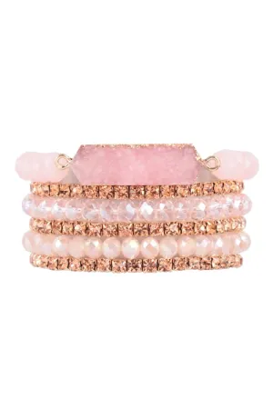 Druzy Pink Bracelet Stack Set