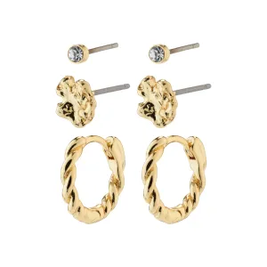 EMANUELLE earrings 3-in-1 set gold-plated