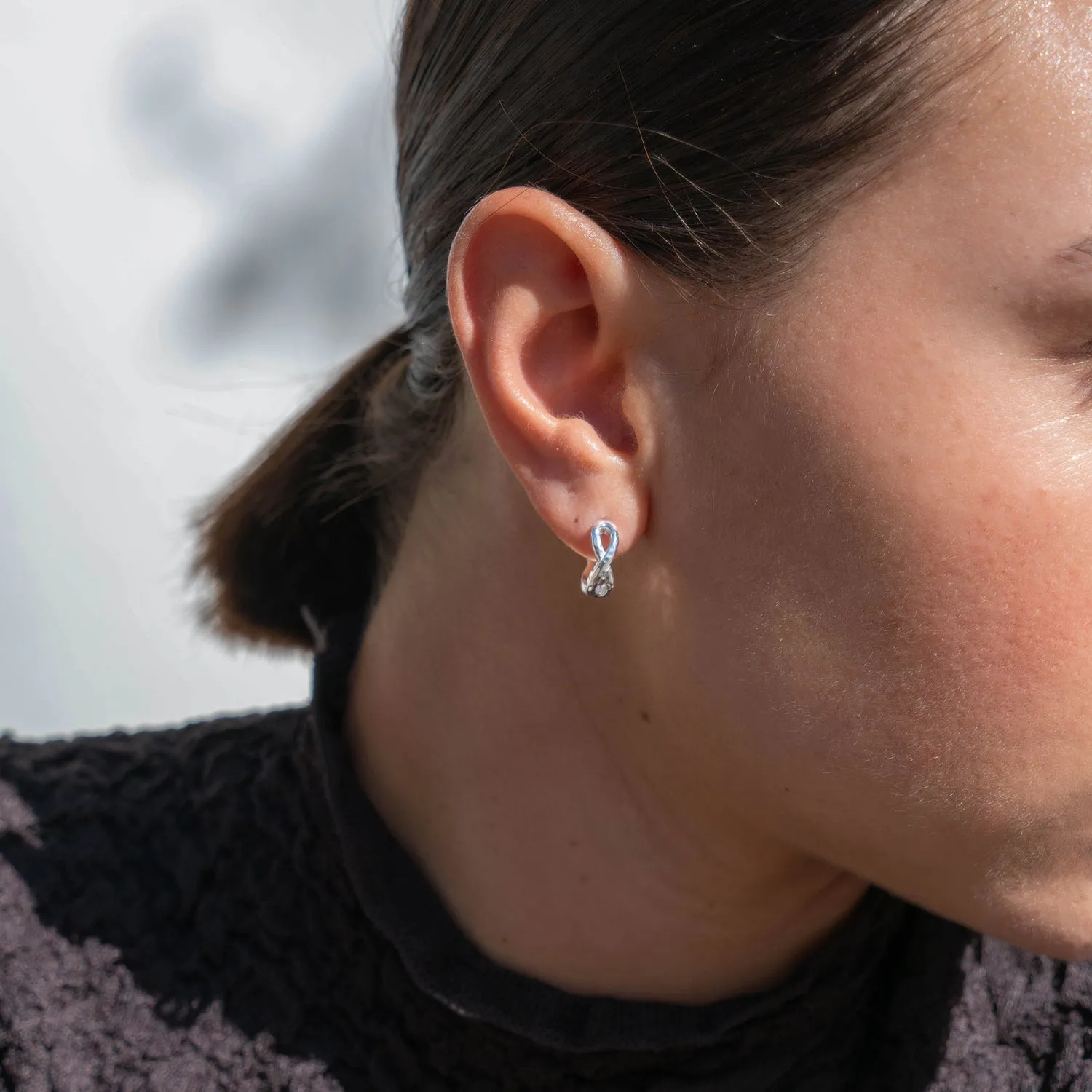 Entwined Small Infinity Huggie Hoops