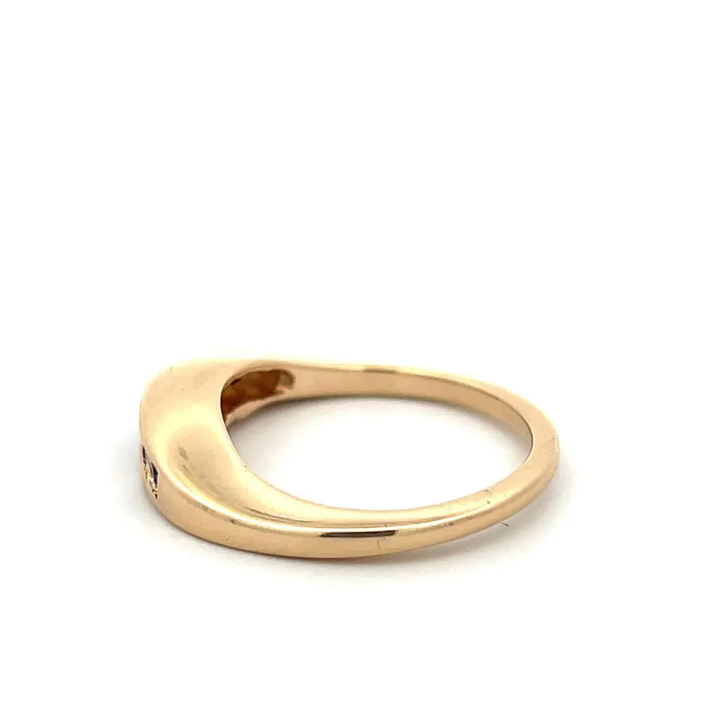 Estate 14K Yellow Gold 0.34ctw Blue Sapphire & Diamond Channel Ring