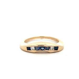 Estate 14K Yellow Gold 0.34ctw Blue Sapphire & Diamond Channel Ring