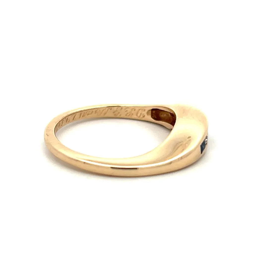 Estate 14K Yellow Gold 0.34ctw Blue Sapphire & Diamond Channel Ring