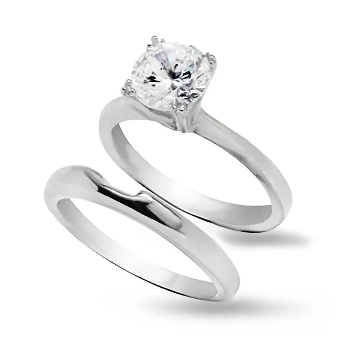 Eternal Charm Dual Prong Round CZ Bridal Ring Set