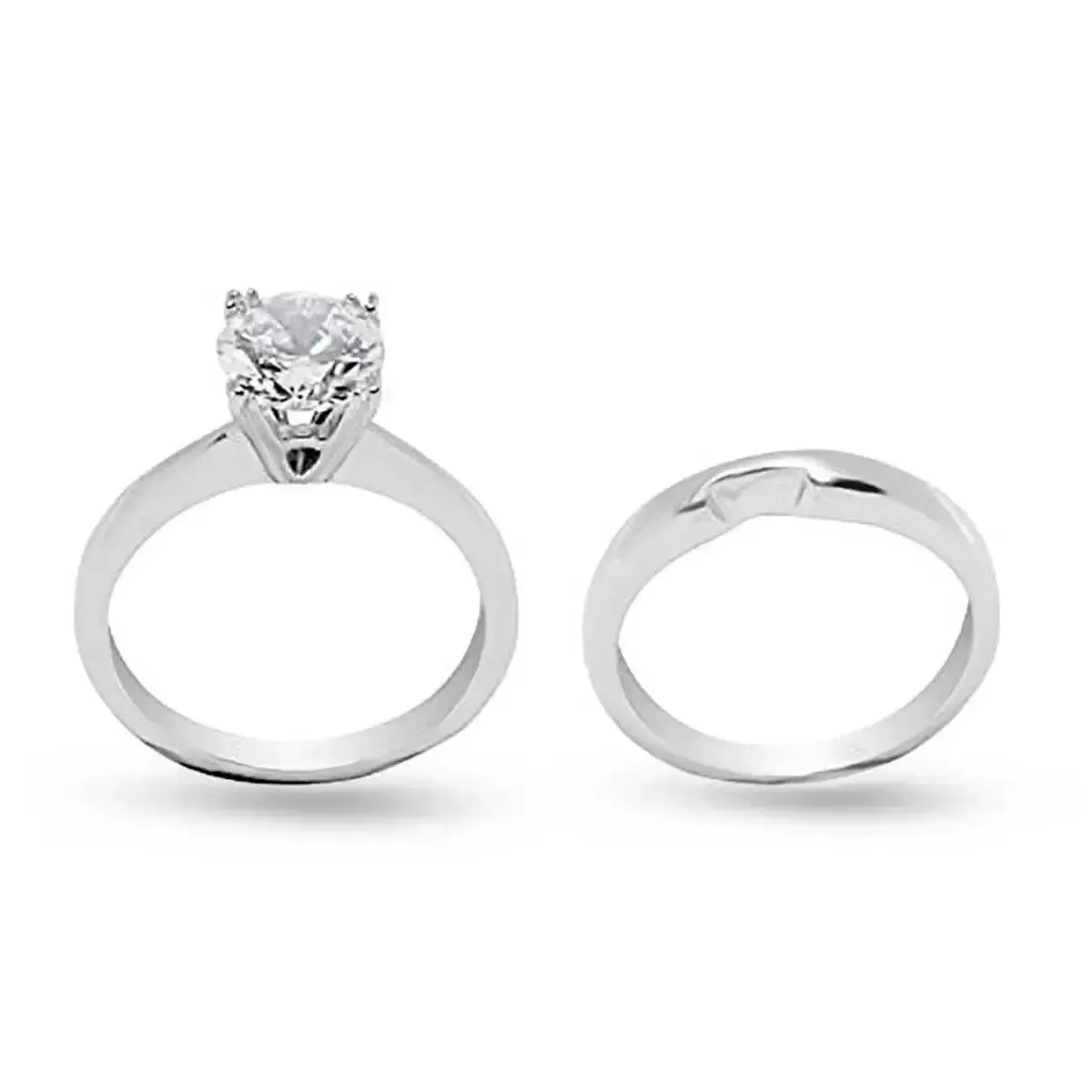 Eternal Charm Dual Prong Round CZ Bridal Ring Set