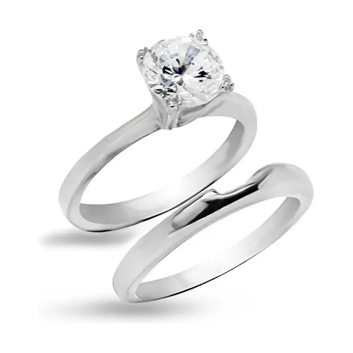 Eternal Charm Dual Prong Round CZ Bridal Ring Set