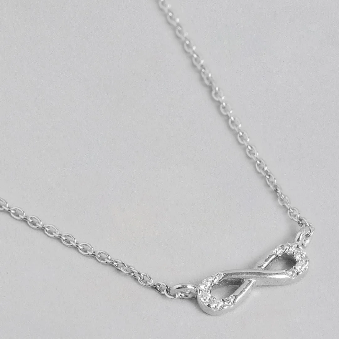 Eternal Radiance Rhodium-Plated CZ 925 Sterling Silver Infinity Necklace