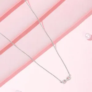 Eternal Radiance Rhodium-Plated CZ 925 Sterling Silver Infinity Necklace