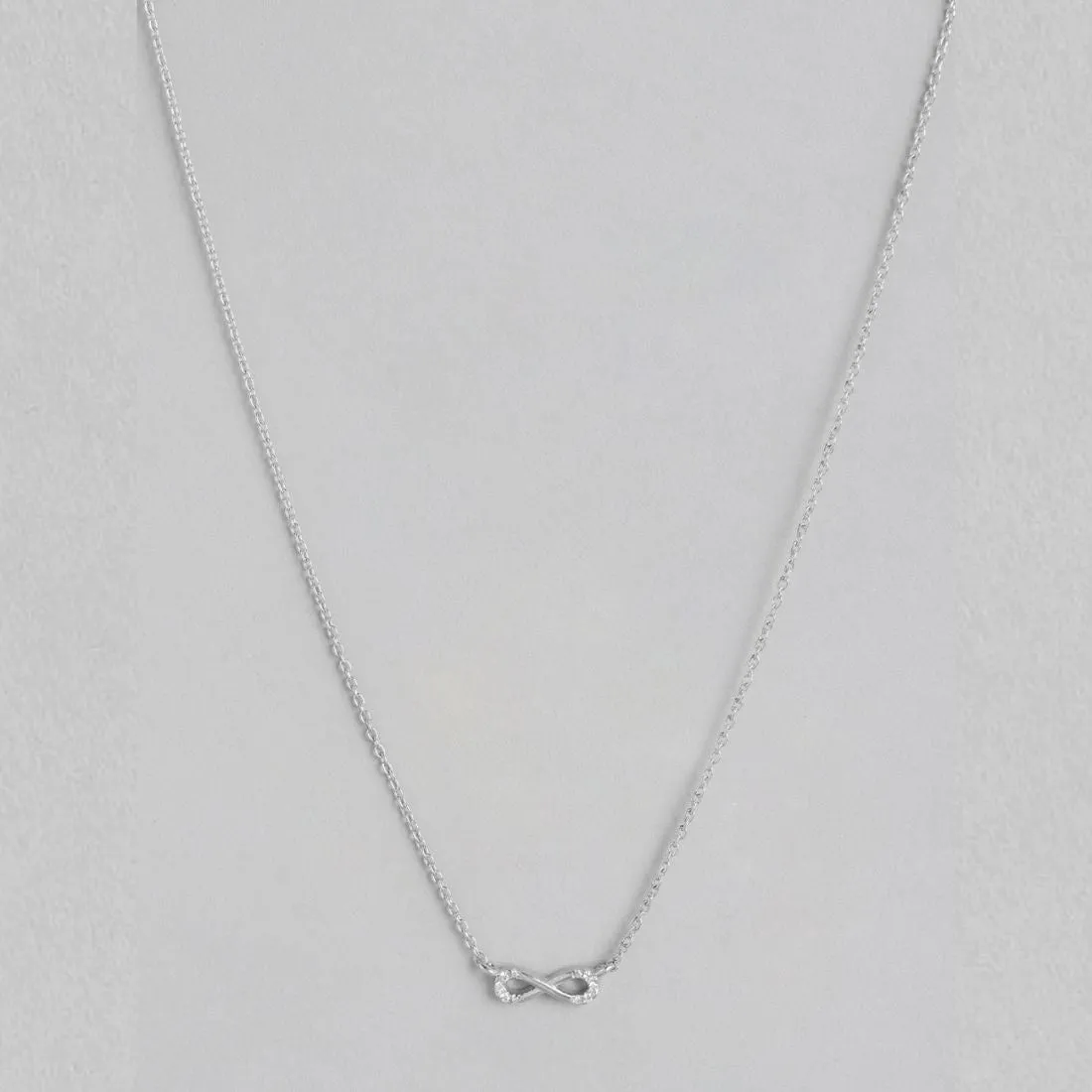 Eternal Radiance Rhodium-Plated CZ 925 Sterling Silver Infinity Necklace