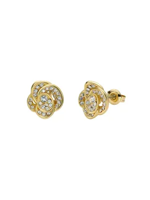 Florine Crystal Flower Stud Earrings Gold