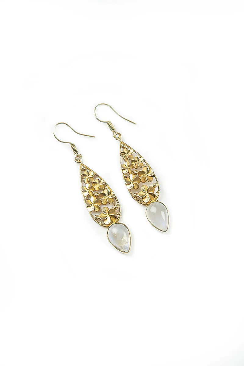 Flower Garden Moonstone Crystal Earrings