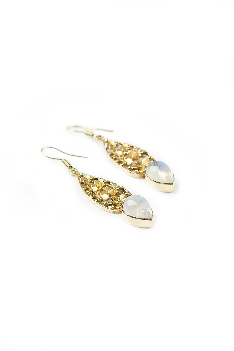 Flower Garden Moonstone Crystal Earrings