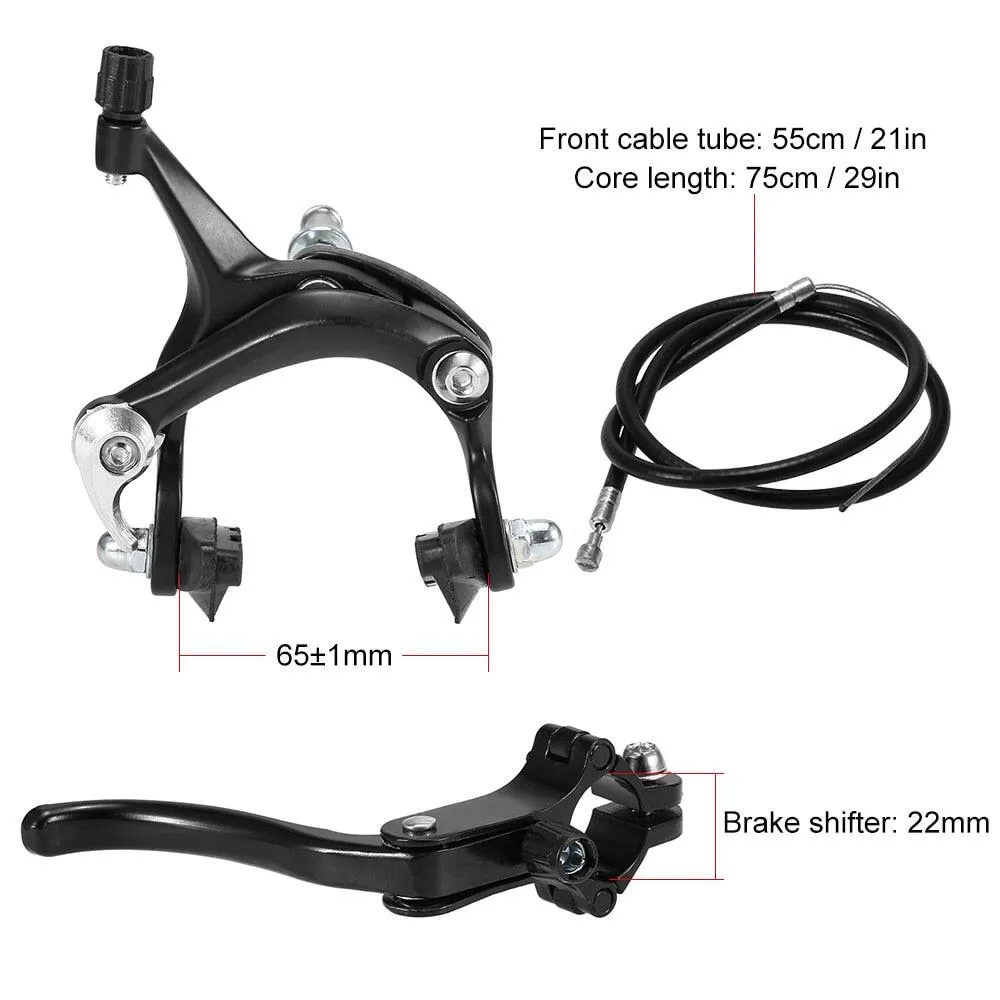 Front / Rear Fixie Bike Brake Kit Road Bike Cruiser Brake Set Mountain Bicycle Caliper Brake Kit Side Pull Brake Set Bike Parts