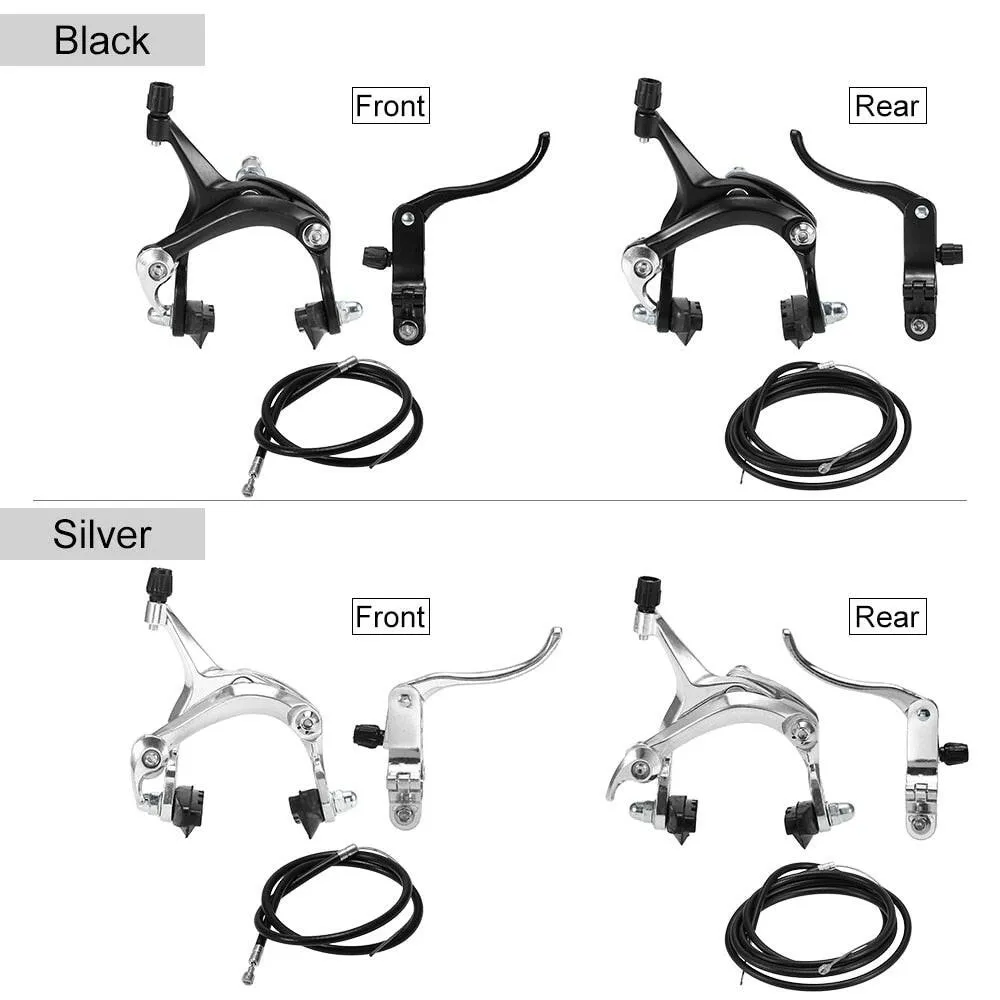Front / Rear Fixie Bike Brake Kit Road Bike Cruiser Brake Set Mountain Bicycle Caliper Brake Kit Side Pull Brake Set Bike Parts