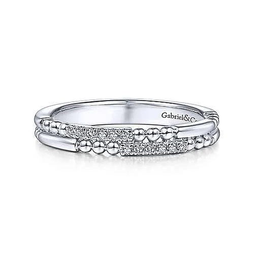 Gabriel & Co., 14K White Gold Two Row Stackable Ring