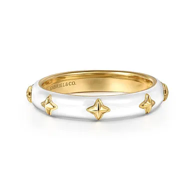 Gabriel & Co. Ring with White Enamel