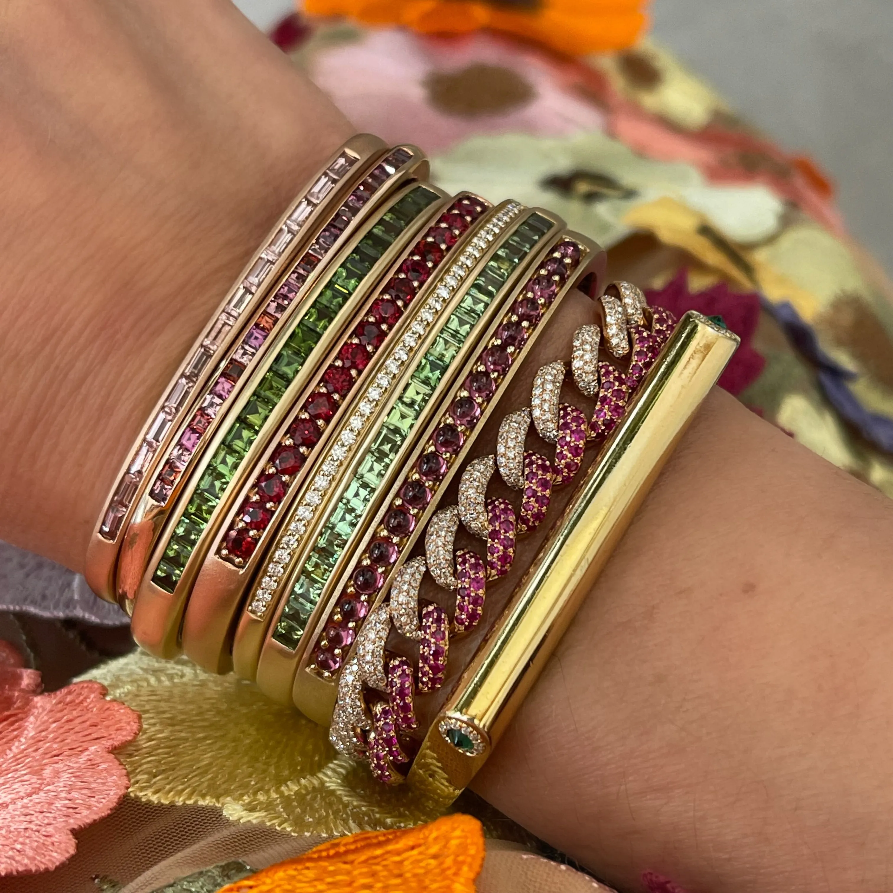 Gemstone & Diamond Grace Bangle Bracelet