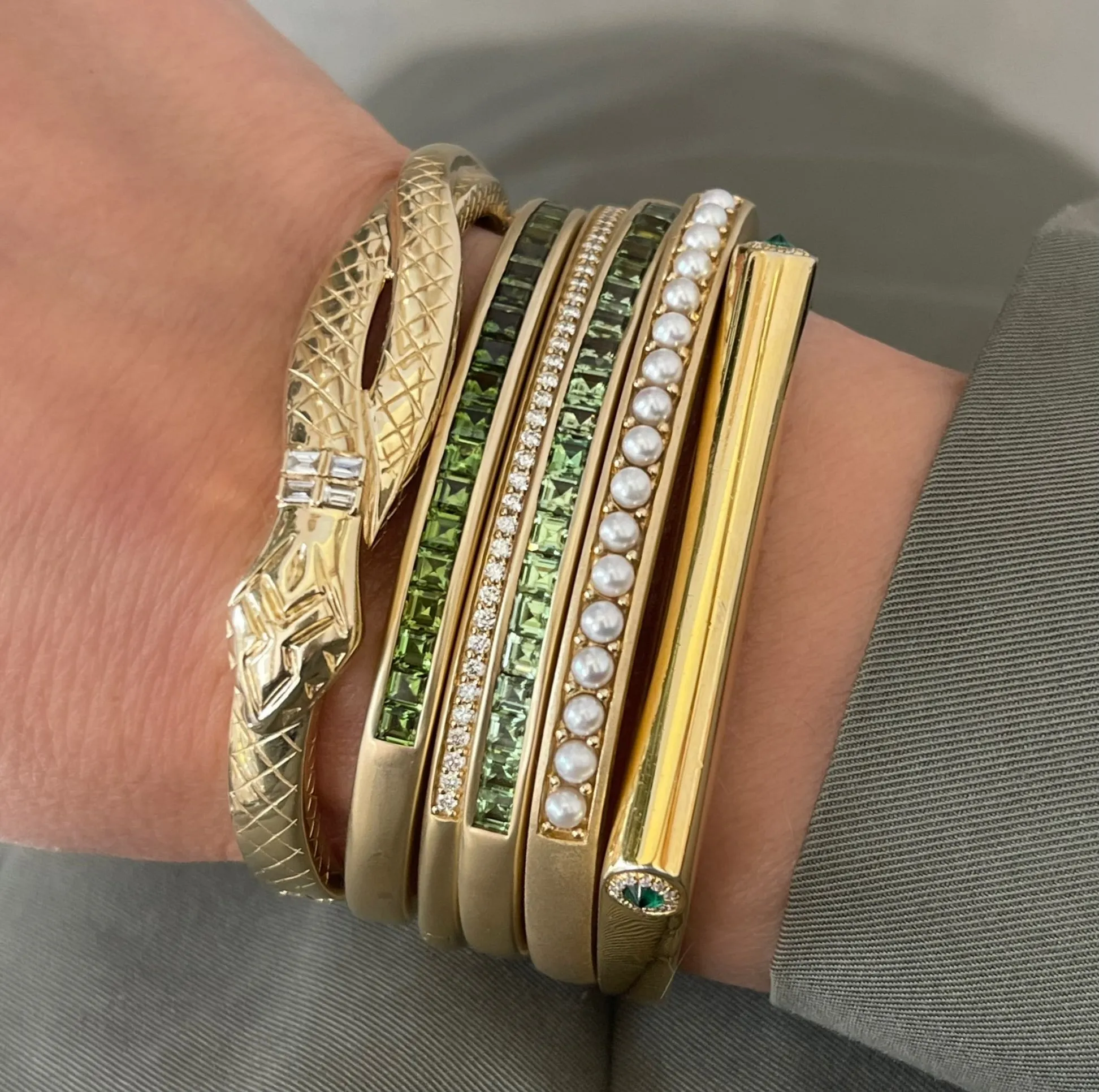 Gemstone & Diamond Grace Bangle Bracelet