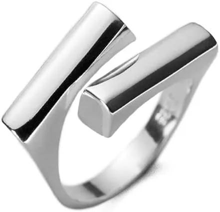 Geometric Bar Open Statement Ring for Women Adjustable Stacking Double Bar Chunky Rings Minimalist Finger Bands Jewelry Birthday Gifts