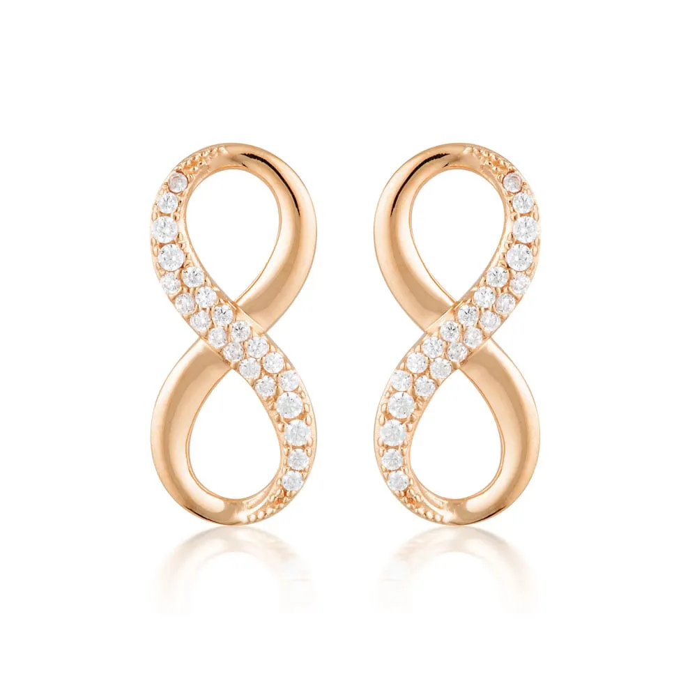 Georgini Rose Gold Plated Sterling Silver Zirconia Forever Infinity Earrings