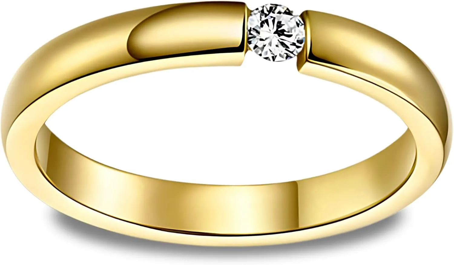 Ginger Lyne Collection Black Plated Stainless Steel 3.5mm Single Crystal Wedding Band Ring