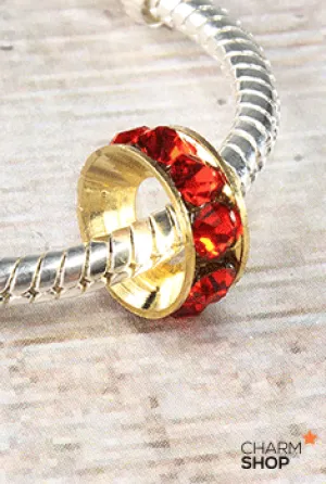 Glimmering Red Stone Bead Charm