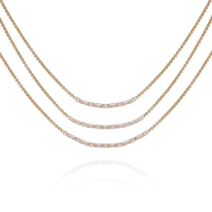Goldtone Crystal Stone Multi Layered Necklace