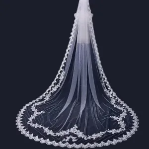 GownLink Bridal Cathedral Long Veil with Front Face Layer for Christian & catholic Wedding