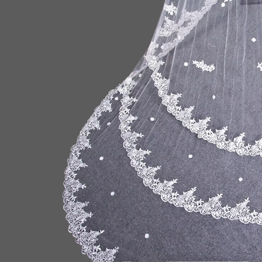 GownLink Long Cascading Bridal 5mtr Veil with Comb for Christian & Catholic Weddings GLJAV06654
