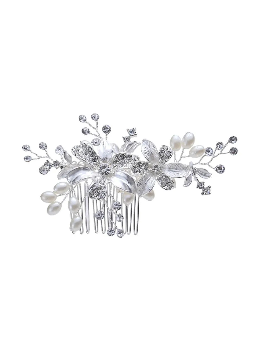 Graceful Pearl and Rhinestone Bridal Hair Comb