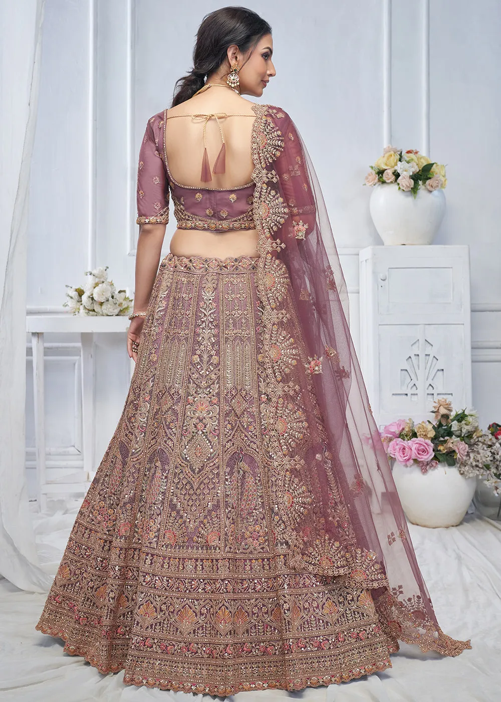 Graceful Pink All Over Embroidered Designer Lehenga Choli