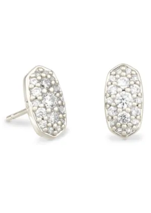 Grayson Crystal Rhodium Stud Earrings - White CZ
