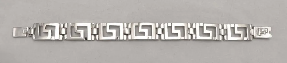 Greek Key Meander Bracelet in Sterling Silver (B-61)