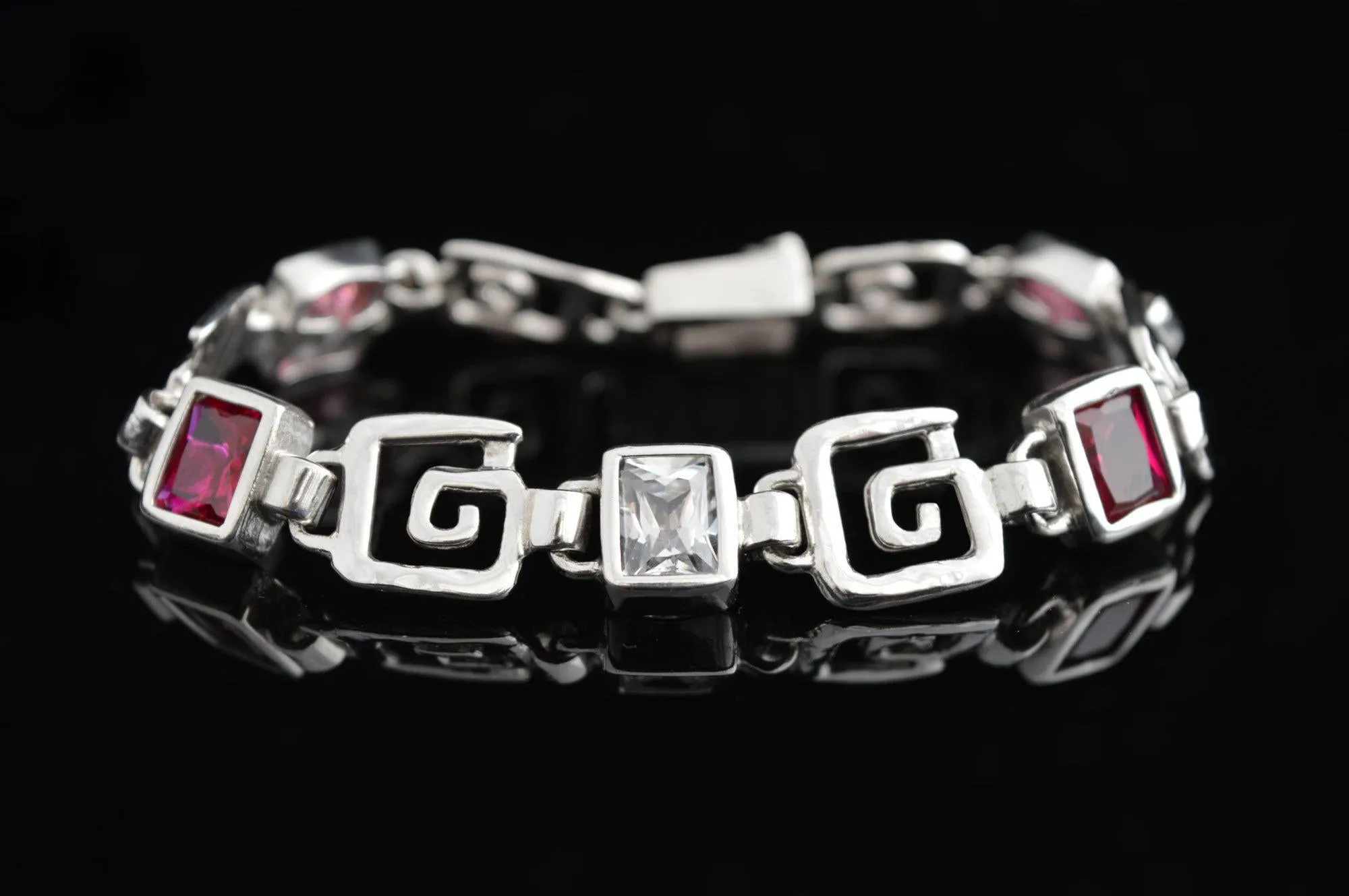 Greek Key Meander Bracelet in Sterling Silver (B-91)