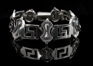 Greek Key Meander Bracelet in Sterling Silver (B-98)