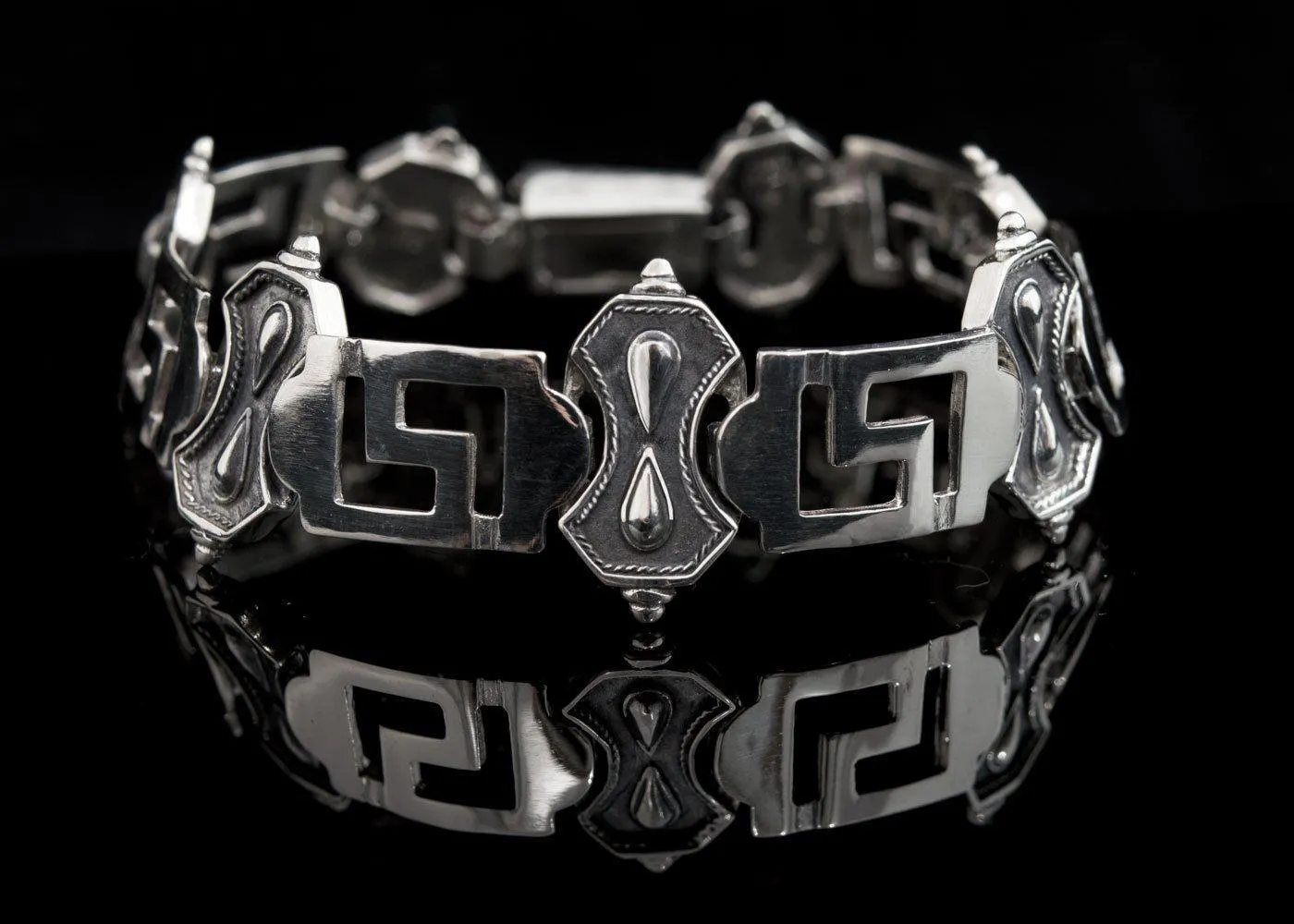 Greek Key Meander Bracelet in Sterling Silver (B-98)
