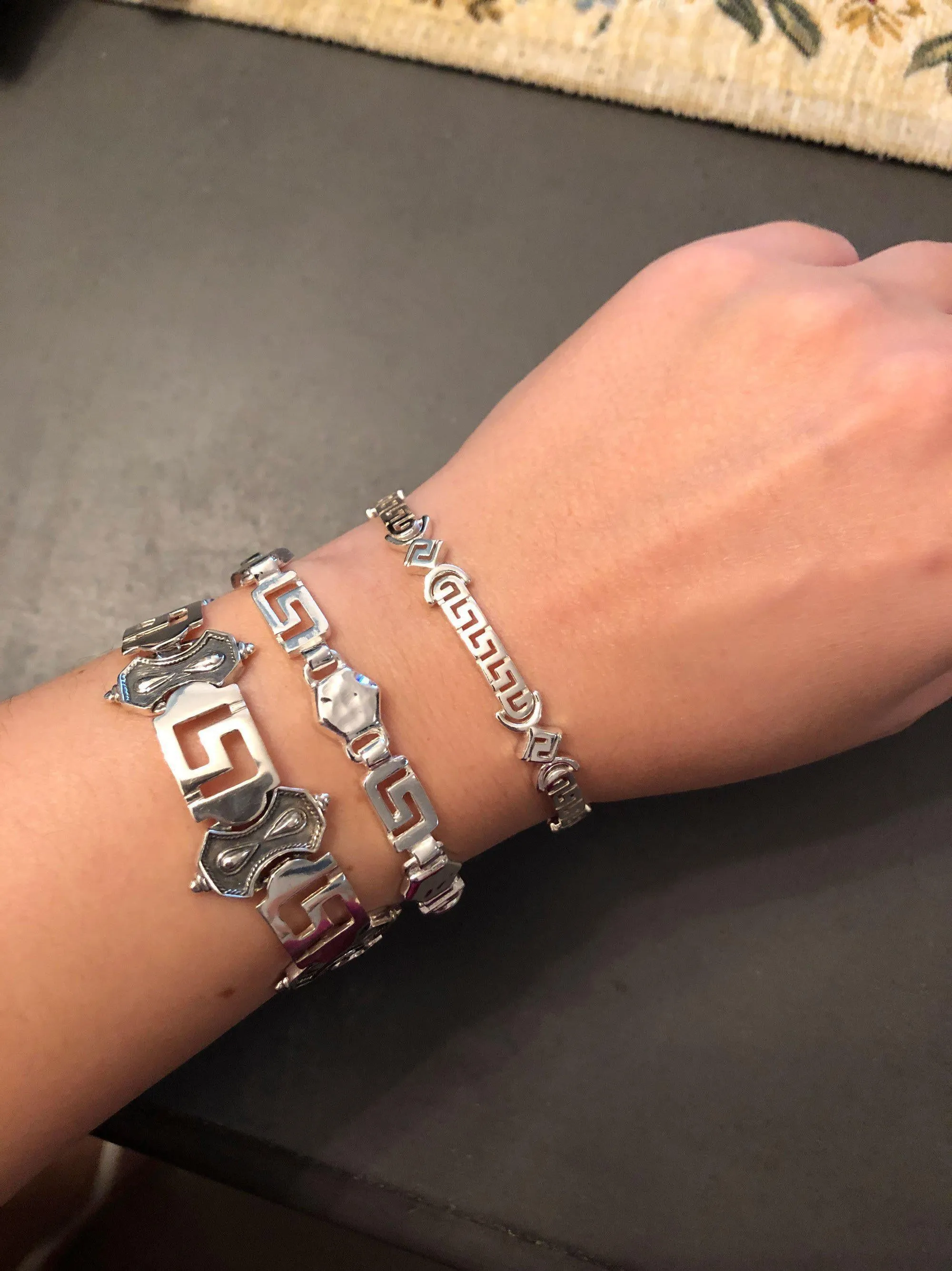 Greek Key Meander Bracelet in Sterling Silver (B-98)