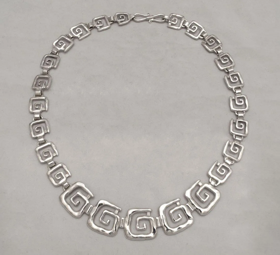 Greek Key Meander Necklace in Sterling Silver (PE-11)