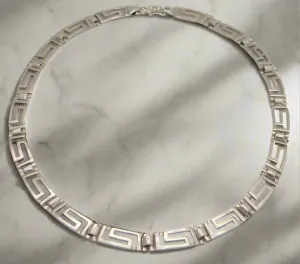 Greek Key Meander Necklace in Sterling Silver (PE-26)
