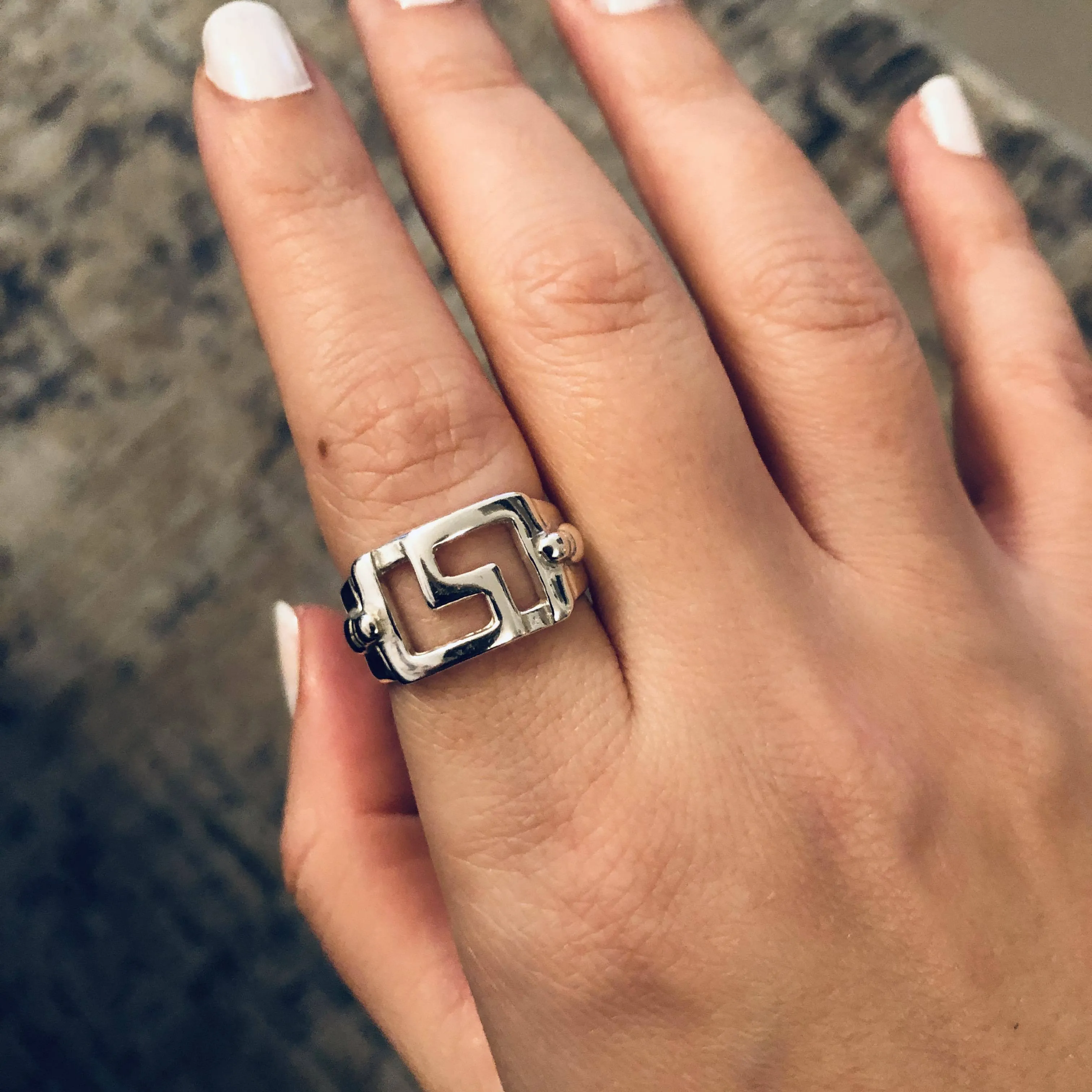 Greek Key Meander Ring in Sterling Silver (DT-73)