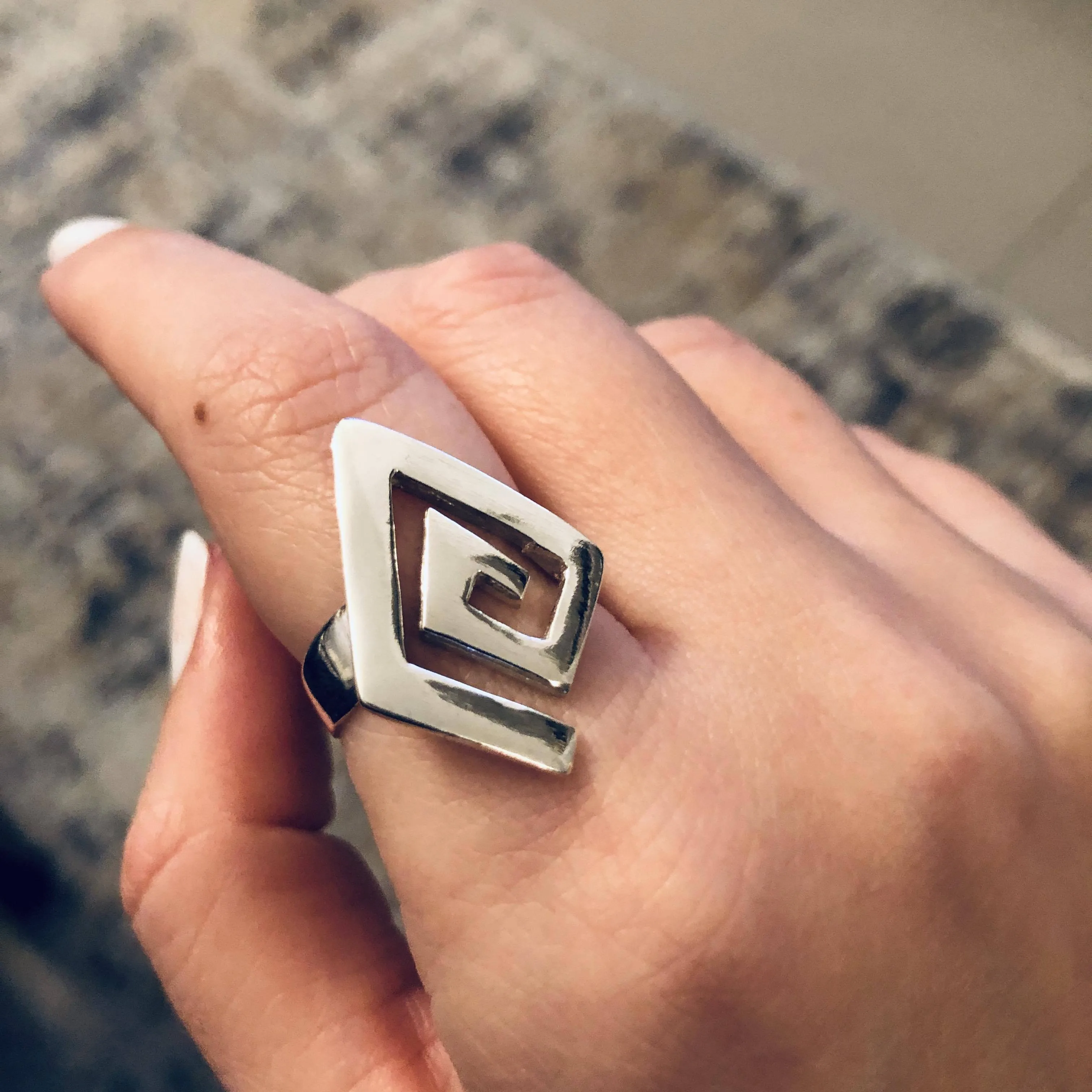 Greek Key Meander Ring in Sterling Silver (DT-76)